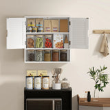 HOMCOM Bathroom Cabinet, Wall Mounted Storage Cabinet with Adjustable Shelves, 60 x 20 x 60 cm, White