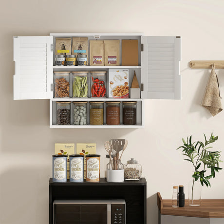 HOMCOM Bathroom Cabinet, Wall Mounted Storage Cabinet with Adjustable Shelves, 60 x 20 x 60 cm, White