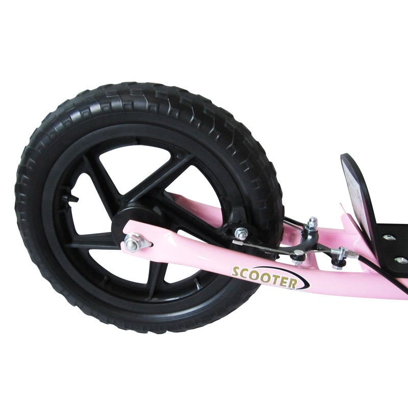 HOMCOM Kids Scooter Kick Scooter with 12" EVA Tyres, Rear Brake, Big Wheels Scooter for 5-12 Years Old, Pink