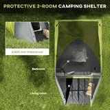 Outsunny Two-Man Dome Tent, with Front Porch and Accessories - Yellow/Grey