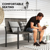 Outsunny Two-Seater Rattan Bench - Mixed Grey