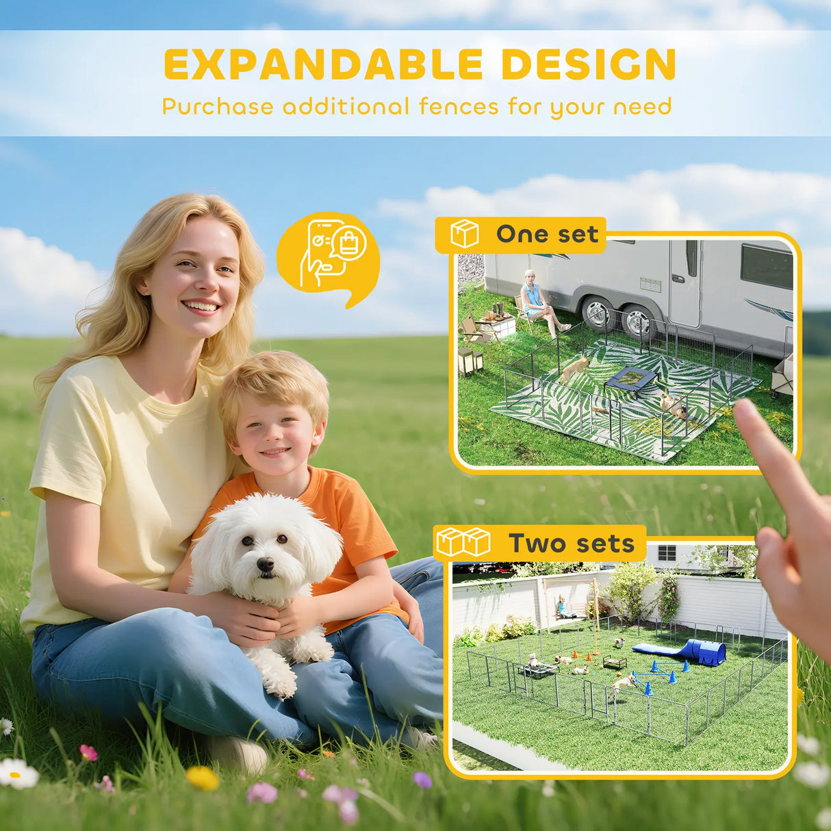 PawHut 16 Panels Heavy Duty Puppy Playpen, for Small and Medium Dogs, Indoor and Outdoor Use - Grey