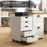 HOMCOM Five-Drawer Filing Cabinet - White