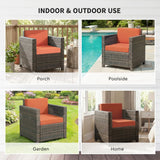 Outsunny PE Rattan Garden Armchair with Cushion - Mixed Brown/Orange