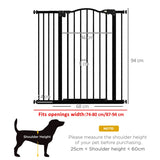 PawHut Pressure Fit Dog Stair Gate No Drilling Safety Gate Auto Close for Doorways, Hallways, 74-94cm Adjustable, 94cm Tall, Black