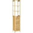 kleankin Tall Bathroom Cabinet, Slim Storage Cabinet, Tallboy Bamboo Storage Unit with 3-Tier Storage Shelves and Freestanding Organiser, Natural