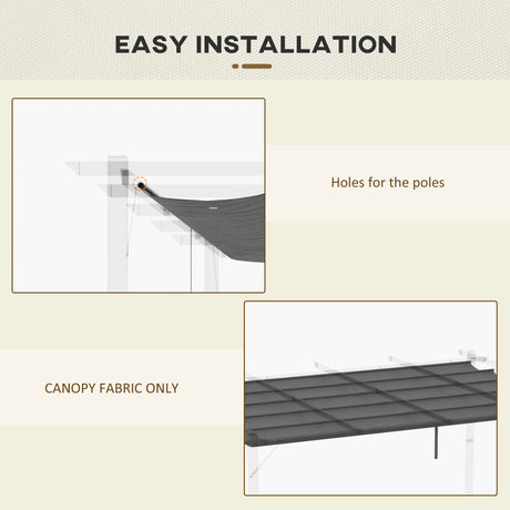 Outsunny Retractable Pergola Cover, 3.5 x 2.6 m Replacement Canopy Fabric for 4 x 3 m Frame, Roof Top Only, Dark Grey