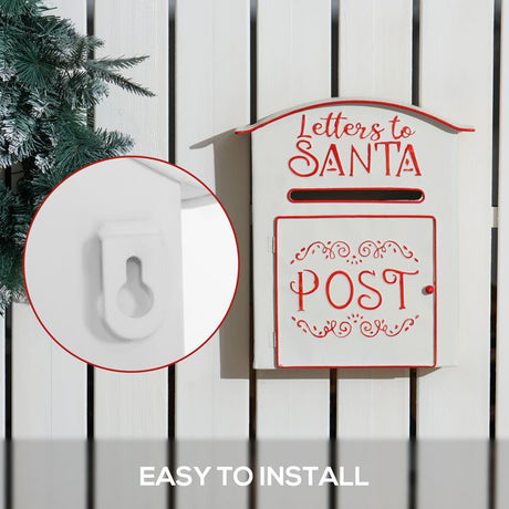 HOMCOM A5 Christmas Letter Postbox - White/Red