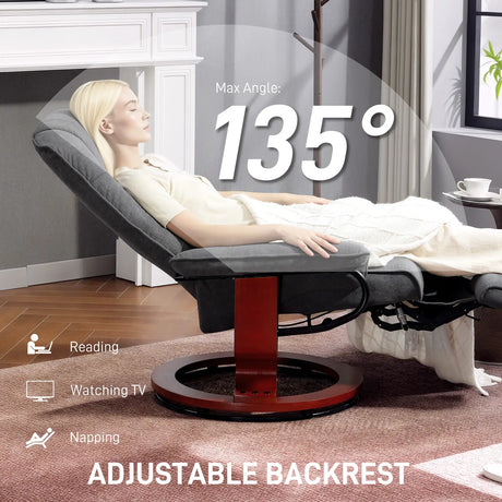 HOMCOM Reclining Swivel Chair, with Footrest - Grey