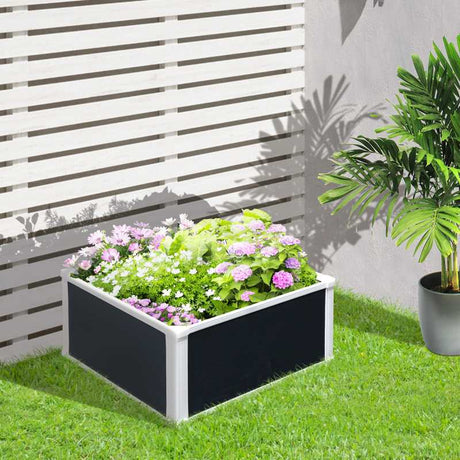 Outsunny 96L Raised Garden Bed, Weather-resistant PP Planter Box Containers for Outdoor Patio Plant Flower Vegetable, 60 x 60 x 30 cm