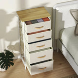 HOMCOM Chest of Five Fabric Drawers - Beige