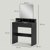 HOMCOM Multi-Storage Dressing Table, with Mirror - Black