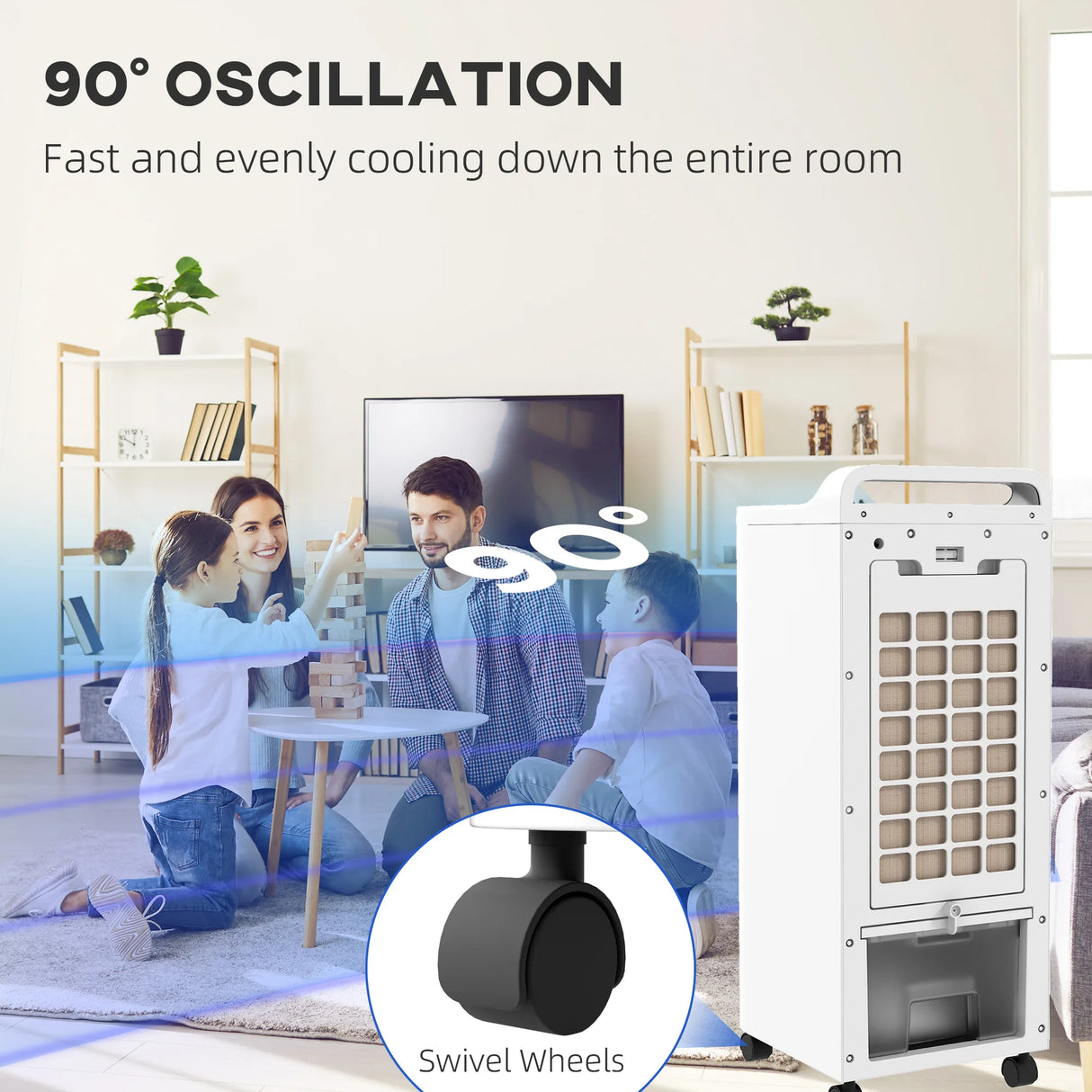 HOMCOM Three-Cool Air Conditioner, with Ice Pack and Remote - White
