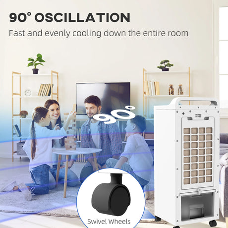 HOMCOM Three-Cool Air Conditioner, with Ice Pack and Remote - White