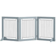 PawHut Foldable Pet Gate, with Three Panels & Two Support Feet - Grey