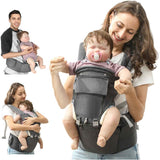 AIYAPLAY 6-in-1 Baby Carrier for Newborns-Toddlers, with Removable Seat, for Ages 0-36 Months, Up to 15kg, Grey