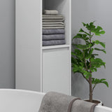 HOMCOM Narrow Bathroom Cabinet, Slim Bathroom Storage Unit with Open Compartment, Freestanding Storage Cupboard for Small Spaces, 30 x 30 x 160 cm, White