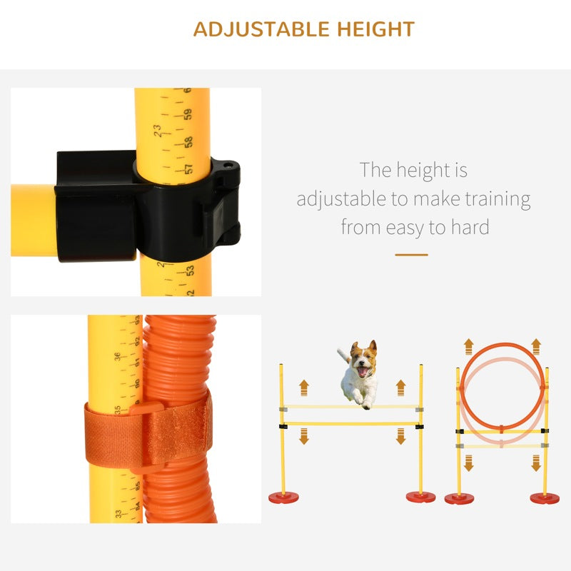 PawHut Dog Agility Equipment Training Portable Obstacle for Pet w/Adjustable Hurdles, Jumping Ring, Weave Poles