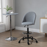 Vinsetto Ergonomic Drafting chair Adjustable Height w/ 5 Wheels Padded Seat Footrest 360 Swivel Freely Comfortable Versatile Use For Home Office - Grey