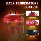 Outsunny Metal Portable Tripod Charcoal BBQ Grill Black Red