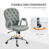Vinsetto Office Chair Ergonomic 360 Swivel PU Diamante Padded Base 5 Castor Wheels for Home Work Grey