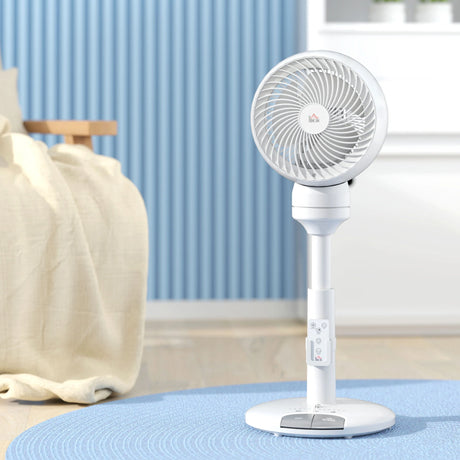 HOMCOM 9'' Air Circulator Fan 3 Speed 3 Mode, 70 Oscillation 90 Vertical Tilt, Remote Controller, for Living Room, Bedroom, Office, White
