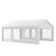 Outsunny 6m x 4m Garden Gazebo, Galvanised Marquee Party Tent with Removable Sides and Windows for Parties, Wedding and Events, White