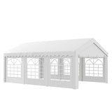 Outsunny 6m x 4m Garden Gazebo, Galvanised Marquee Party Tent with Removable Sides and Windows for Parties, Wedding and Events, White