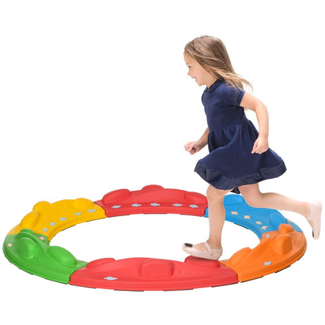 ZONEKIZ Kids Balance Beam, Kids 6 Pieces Stepping Stones Obstacle Course, for Ages 3-8 Years - Multicoloured