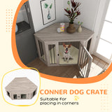 PawHut Dog Crate Furniture Side Table, with Cushion, 122 x 61 x 71cm - Walnut Brown