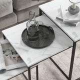 HOMCOM Three Nest of Tables, Marble Effect Finish