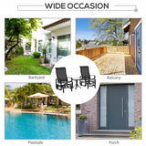 Outsunny 3 Pieces Garden Gliding Chair Set, Metal Frame 2 Single Armchair Swing Seater and 1 Glass Top Coffee Table w/ Breath Mesh Fabric Seat, Black