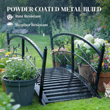 Outsunny 1.2M Metal Garden Bridge with Safety Railings, Outdoor Pond Bridge, Arch Decorative Footbridge for Creek Stream