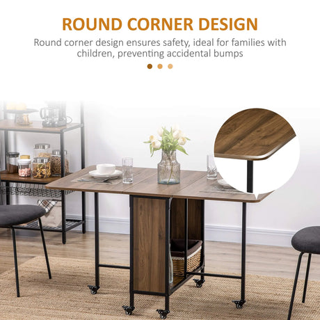 HOMCOM Six-Person Drop Leaf Dining Table - Brown/Black