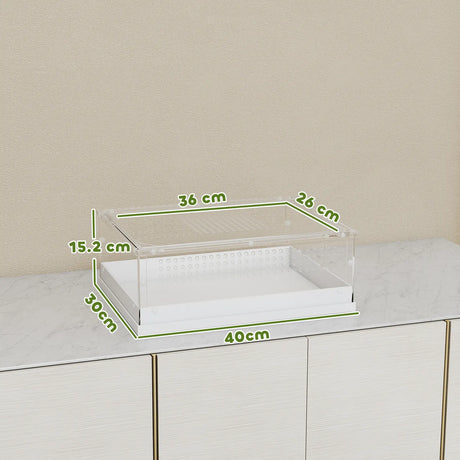 PawHut Acrylic Reptile Terrarium with Top Sliding Door, Vents,  for Snake, Frog, Spider, Gecko, Tarantula, 40 x 30 x 15 cm