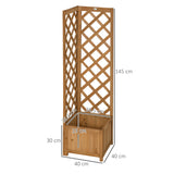 Outsunny Wooden Planter with Corner Trellis, Freestanding Raised Garden Bed with Drainage Bottom, Outdoor Planter Box, Brown