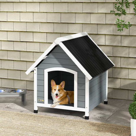 PawHut Outdoor Dog Kennel, Wooden Dog House, with Removable Floor, Anti-Corrosion Wood, for Medium Dogs,  82H x 75W x 88Dcm