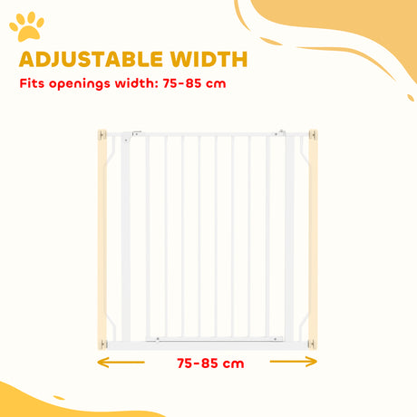 PawHut Extra Wide Dog Safety Gate, with Door Pressure, for Doorways, Hallways, Staircases - White