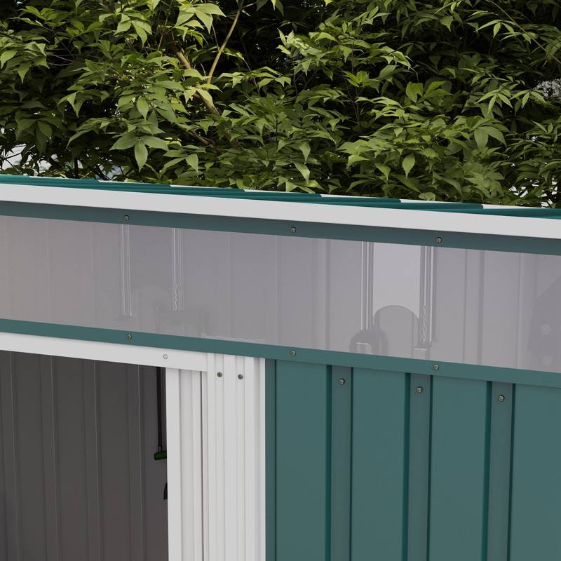 Outsunny 6.5 x 4FT Galvanised Metal Shed with Foundation Kit, Lockable Tool Garden Shed with Double Sliding Doors, Vents, Green