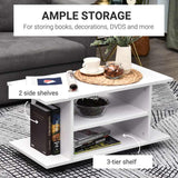 HOMCOM Modern TV Cabinet Stand Storage Shelves Table Mobile Bedroom Furniture Bookshelf Bookcase White