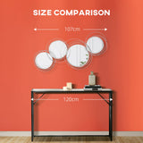 HOMCOM Metal Wall Mirrors, 107cm Modern Decorative Silver Mirror Decor Hanging, Home Wall Sculptures for Living Room Bedroom Dining Room