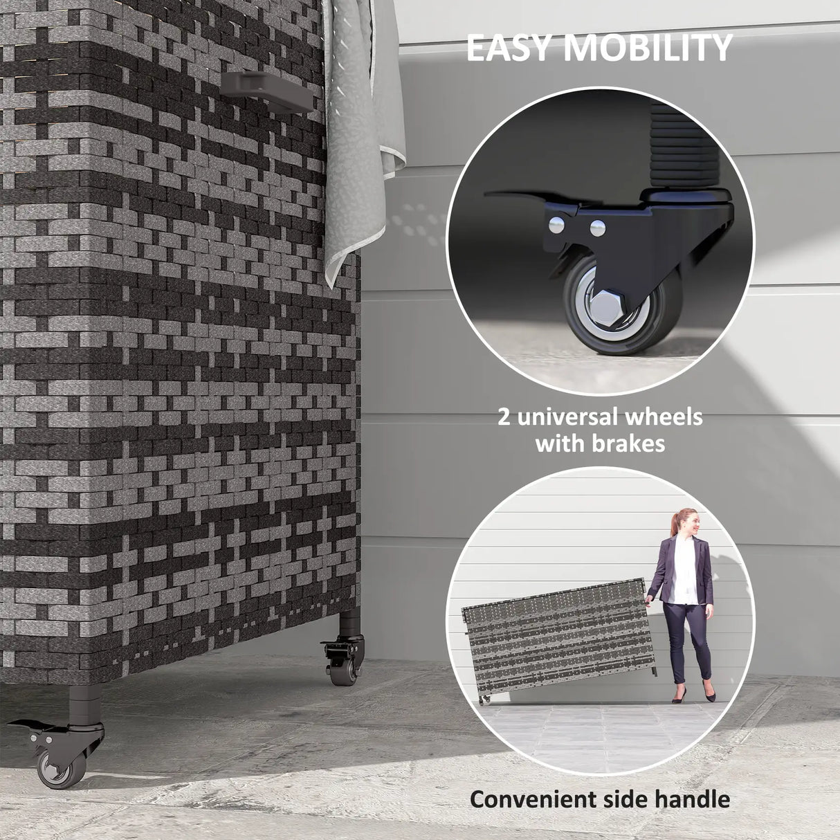 Outsunny 627 L Rattan Storage Box - Dark Grey