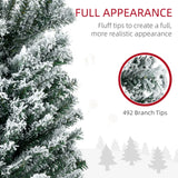 HOMCOM 6' Artificial Prelit Christmas Trees Holiday Dcor with Colourful LED Lights, Flocked Tips, Berry, Pine Cone