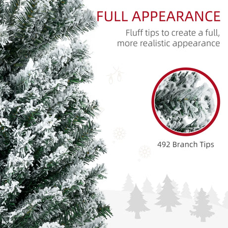 HOMCOM 6' Artificial Prelit Christmas Trees Holiday Dcor with Colourful LED Lights, Flocked Tips, Berry, Pine Cone