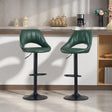 HOMCOM Set of Two Faux Leather Bar Stools - Dark Green