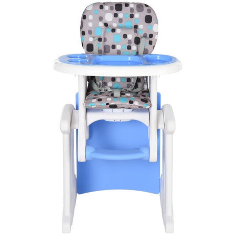 HOMCOM 2 in 1 Convertible Baby High Chair Toddler Table Chair Infant Feeding Seat Removable Food Tray Safety Harness Blue