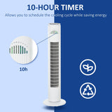 HOMCOM 30'' Freestanding Tower Fan, 3 Speed 3 Mode, 10h Timer, 70 Degree Oscillation, LED Light, 5M Remote Controller, White