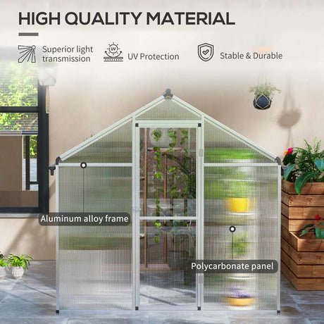 Outsunny 10 x 6ft Aluminium Frame Walk-In Greenhouse, with Foundation