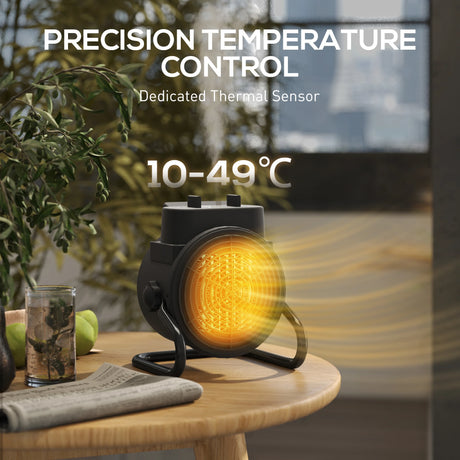 HOMCOM 2000W Portable Ceramic Electric Heater with Fan - Black