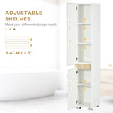 kleankin Tall Bathroom Cabinet with Adjustable Shelves, 5-Tier Modern Freestanding Tallboy with Storage Cabinets, White